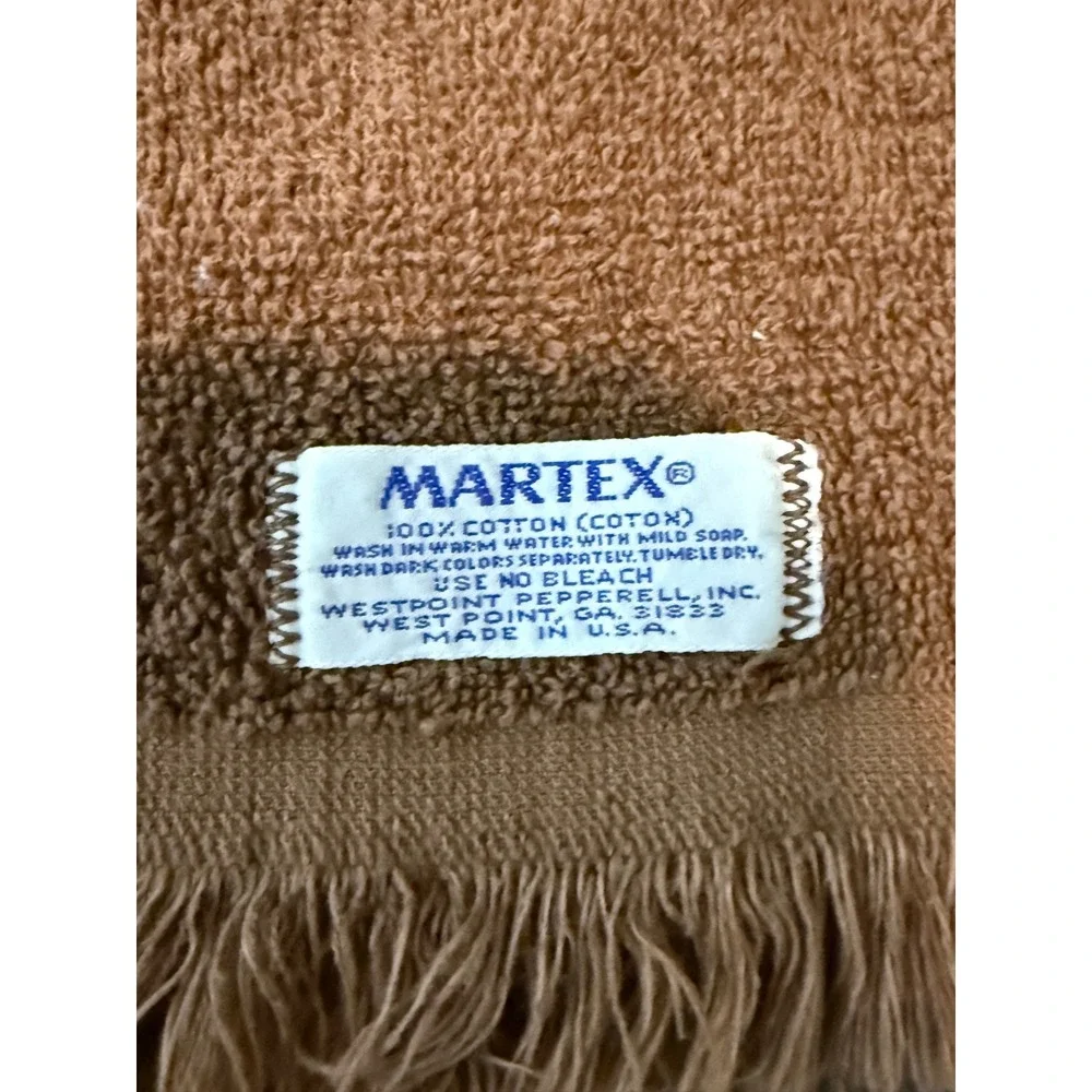 Martex Owl Hand‎ Towel Vintage Brown Cotton Fringe 11x17 Embroidered 70s